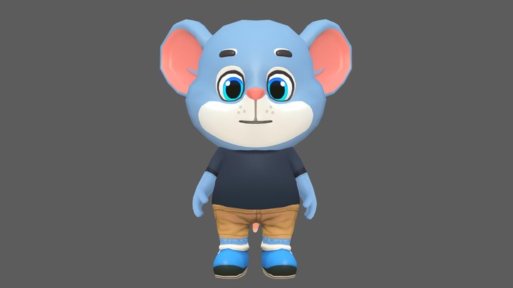 Mouse Rat Rodent Blue Animated Rigged 3D Model