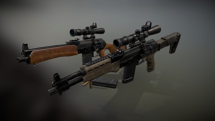 AK-74 .458 SOCOM - Two variants 3D Model