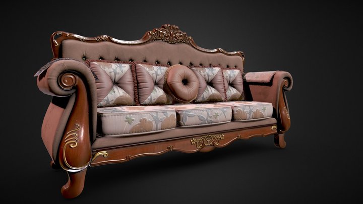 Victorian Sofa Game-Ready 3D Model