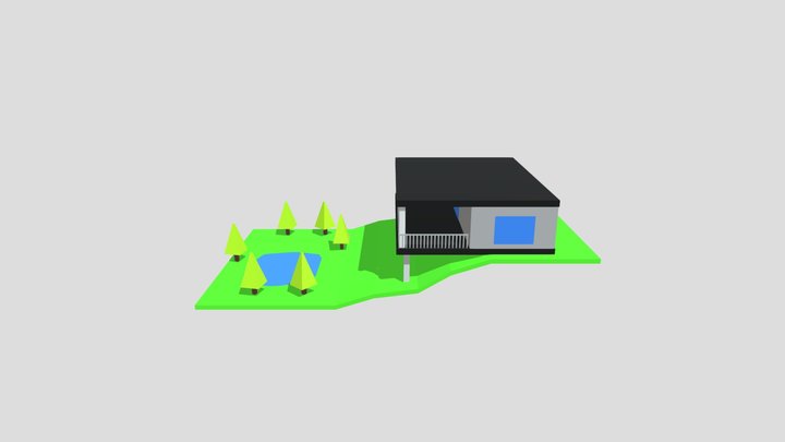 Low Poly Modern House 3D Model