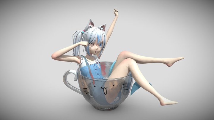 Gawr Gura, Cat Shark 3D Model