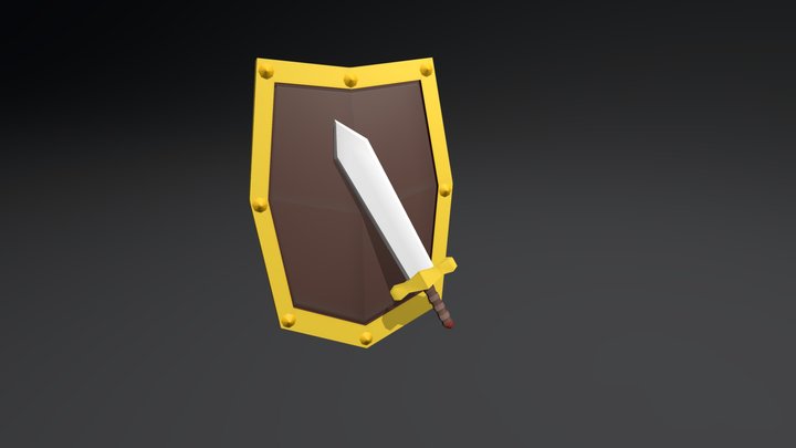 Espada Y Escudo Low Poly para Videojuegos. 3D Model