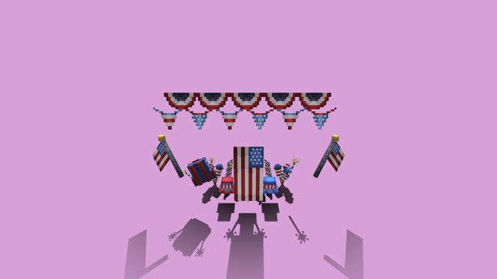 4th of July - Hats and Decoration Pack 3D Model