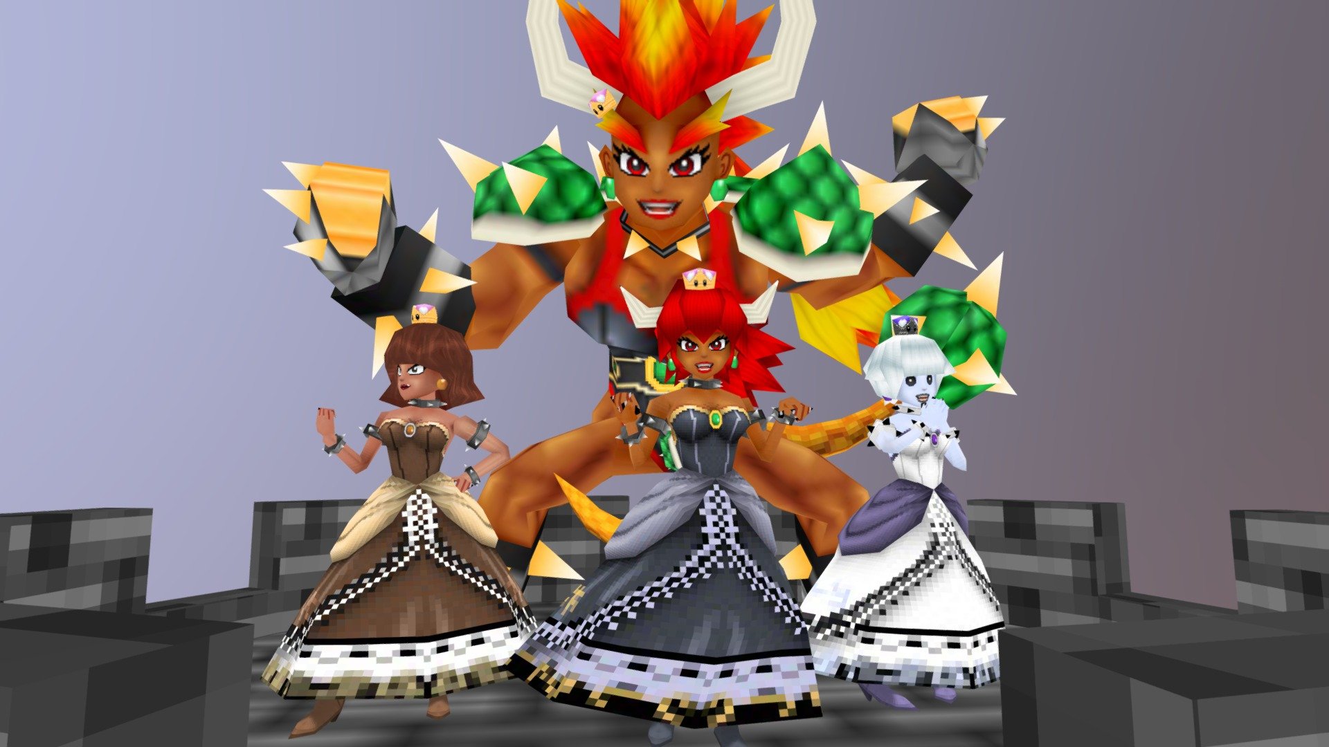 Bowsette and Super Crown Allies - Download Free 3D model by the_regressor  (@the-regressor) [a4580c2]