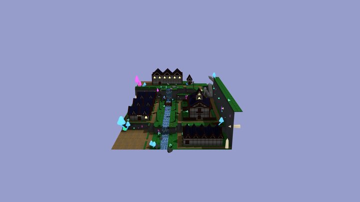 "Bioluminescent" Town Environment 3D Model