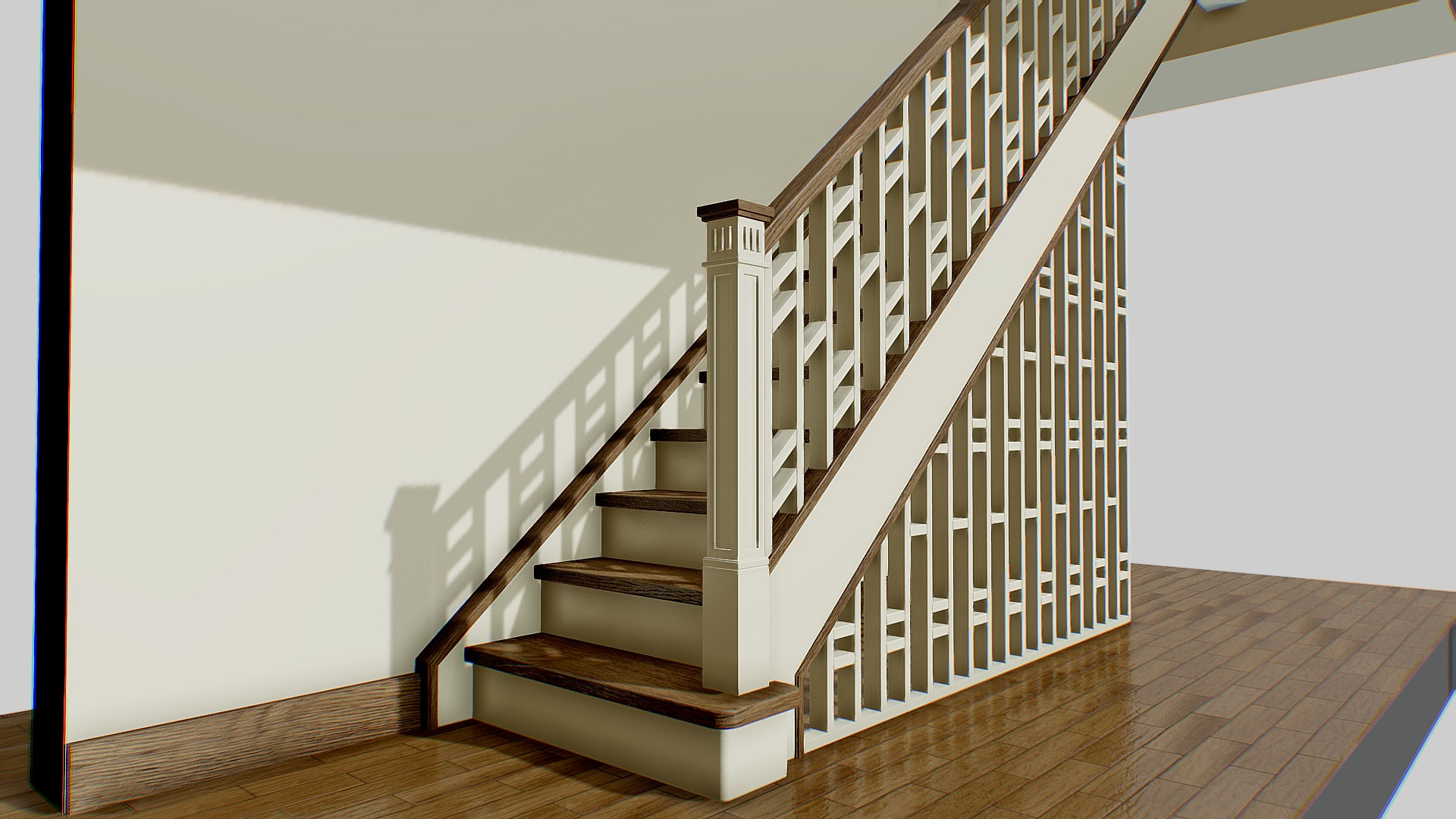 3D model Чехов Лестница - This is a 3D model of the Чехов Лестница. The 3D model is about a staircase with a railing.