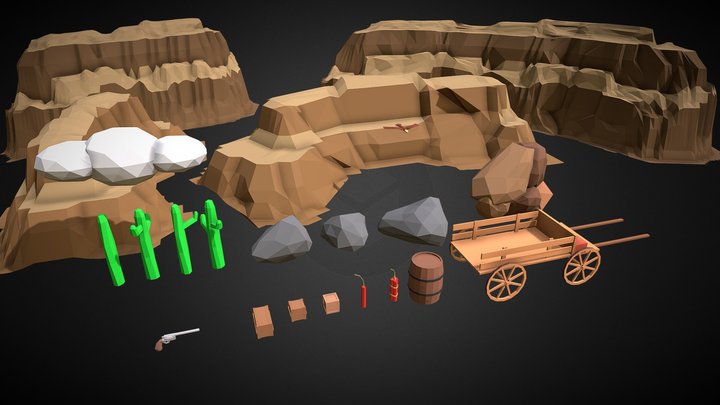 Low Poly Western 3D Model