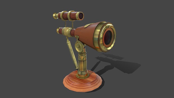 Nautical antique double barrel telescope 3D Model