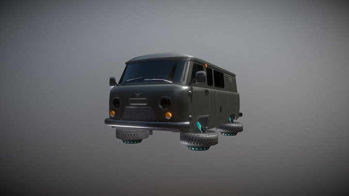 Flying car UAZ - Bukhanka 3D Model