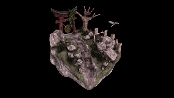 'Mountaintop's Cry' - 3D Organic Diorama 3D Model