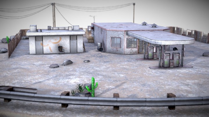 Abandoned Petrol Station 3D Model