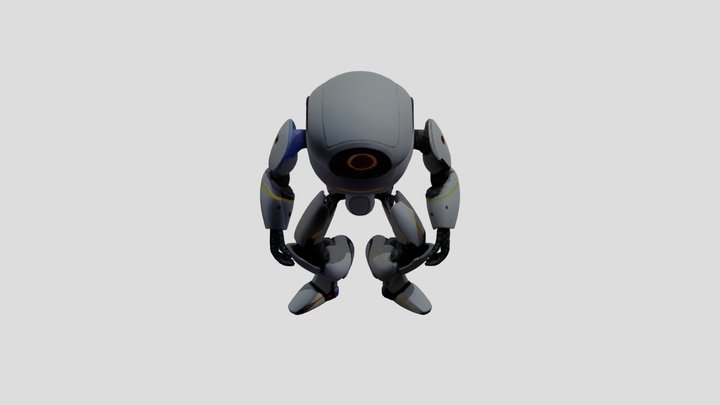 Single Eye Humanoid Robo White Polish 3D Model