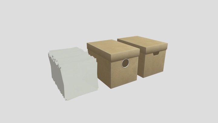 Cardboard Filing Box 4K and 2K 3D Model