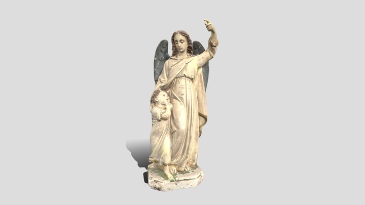 Engelsstatue mit Kind 3D Model