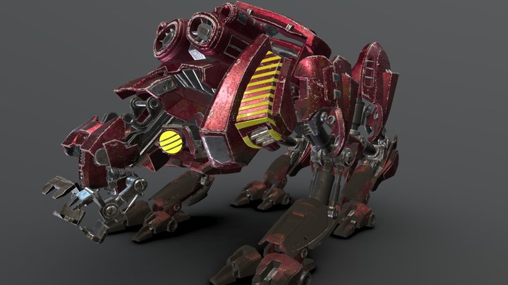 Dark RED QuadBot 3D Model
