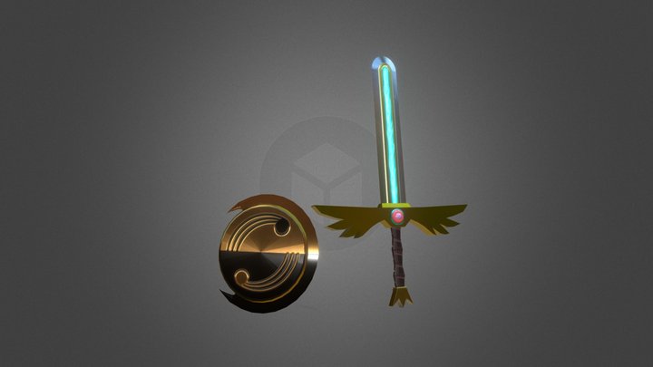 Winged Blade and Flowing Crescent Shield 3D Model