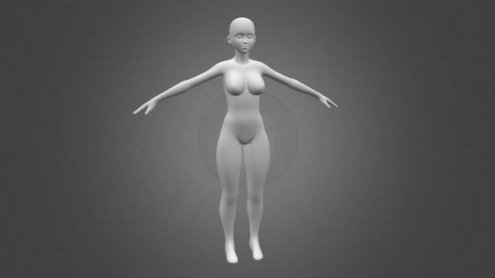 Stylized Humanoid Base Mesh - Female 3D Model