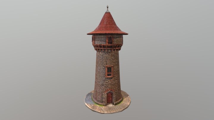 Old Stone Watch Tower 3D Model