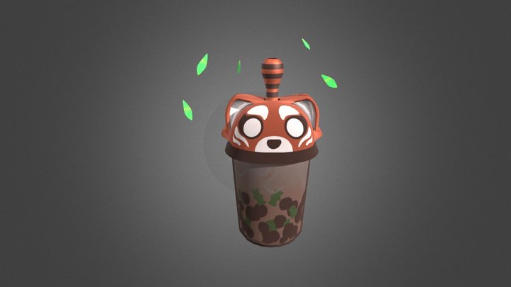 Kabuki red panda bubble tea cup 3D Model