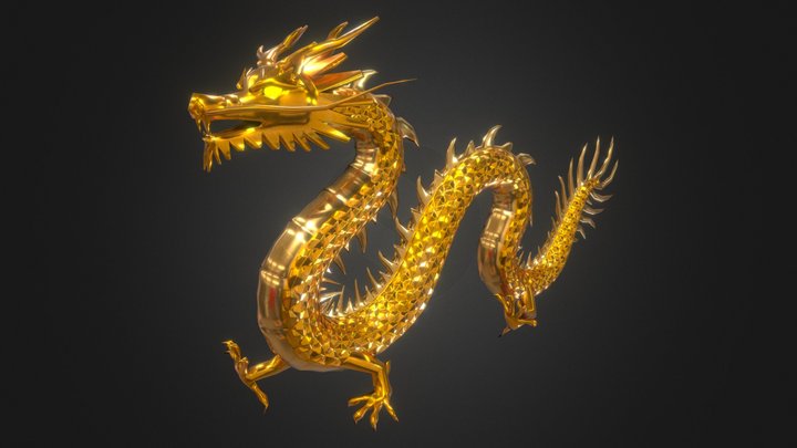 Chinese style Golden Dragon with PBR Workflow 3D Model