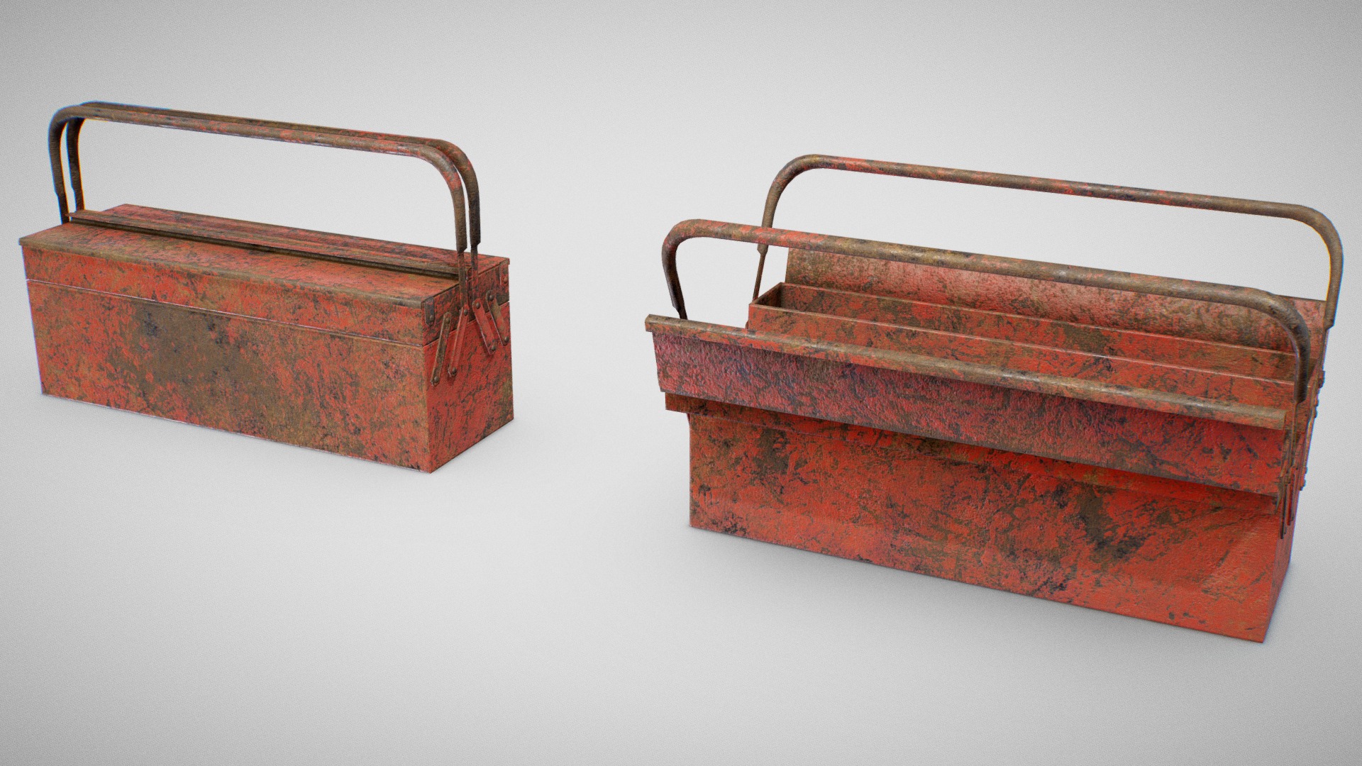 3D model Toolbox – Generic 03 (Dirty) - This is a 3D model of the Toolbox - Generic 03 (Dirty). The 3D model is about a couple of red suitcases.