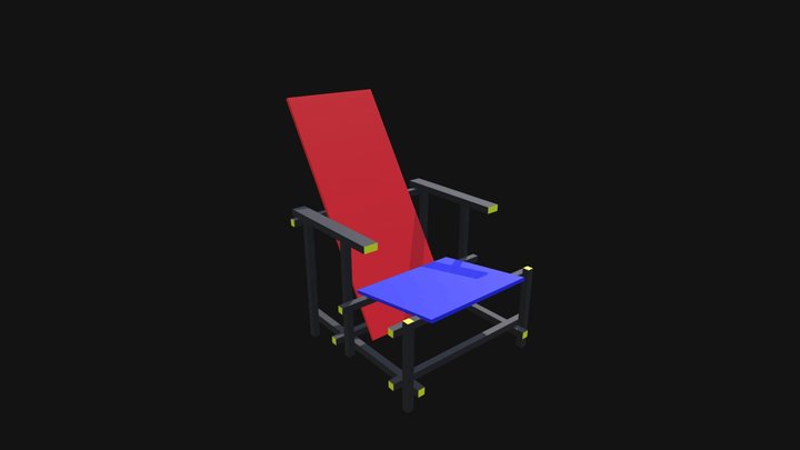 Red And Blue by Gerrit Thomas Rietveld 3D Model