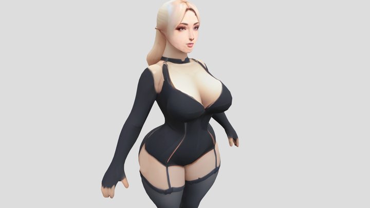 Seductive Sexy Curvy Woman Lowpoly 3D Model