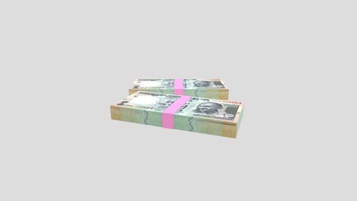 Indian 100 Note Currency Bundle AR VR PBR 3D Model
