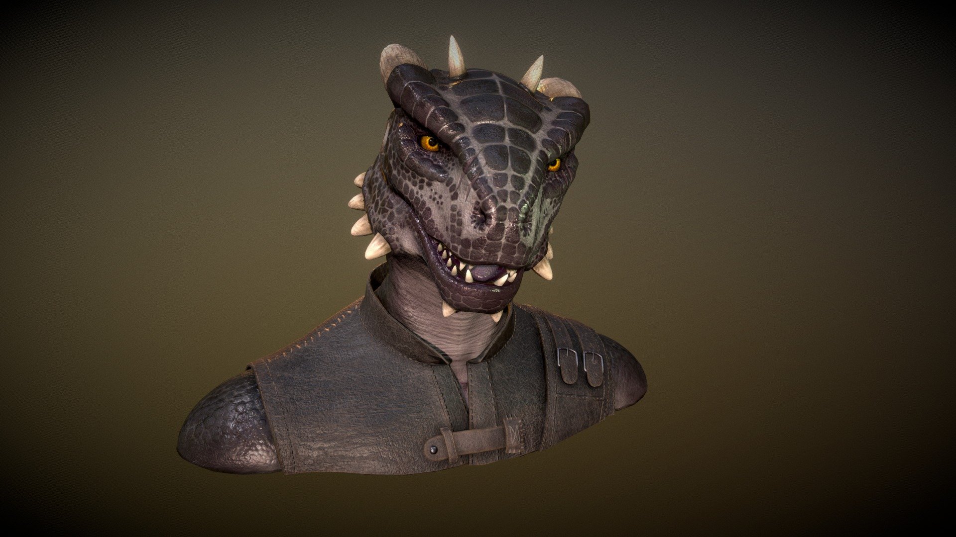 Argonian Bust 3D Model By EM Spooner Bigcreepymansion A4a1039