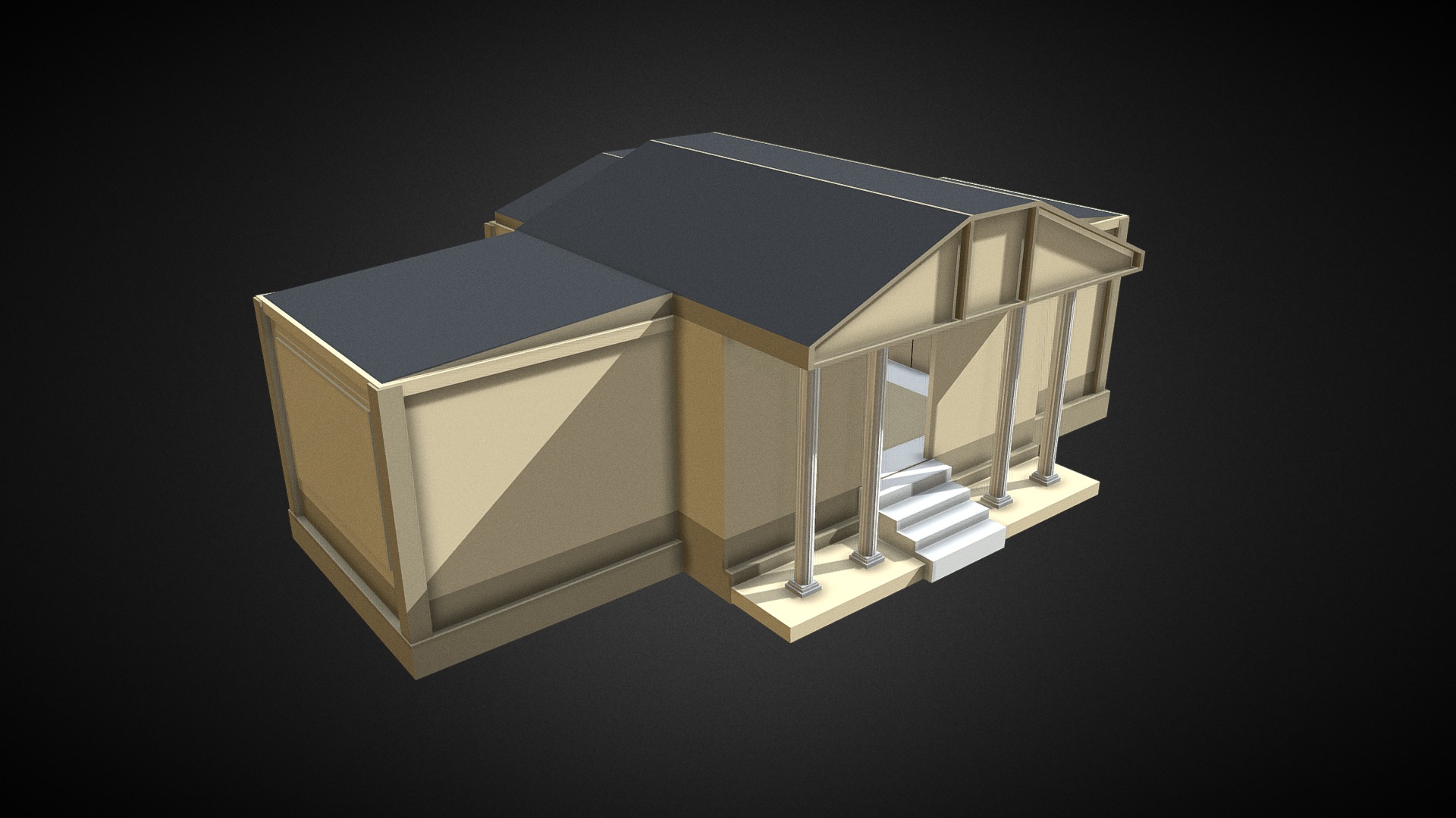 3D model Bank (Low Poly) - This is a 3D model of the Bank (Low Poly). The 3D model is about a small house with a small table.