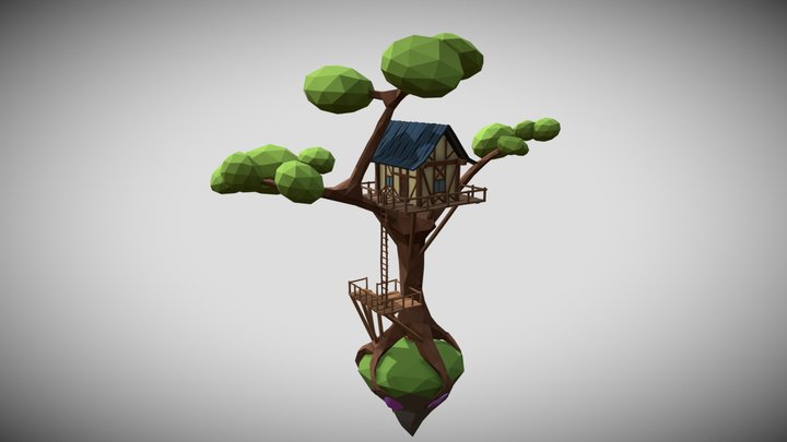 Low Poly Tree House 3D Model