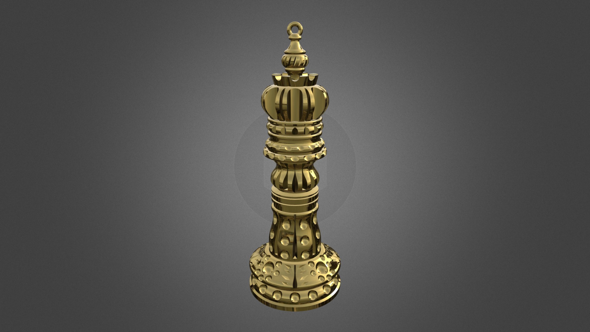 3D model Chess Pendant - This is a 3D model of the Chess Pendant. The 3D model is about a gold and silver tower.