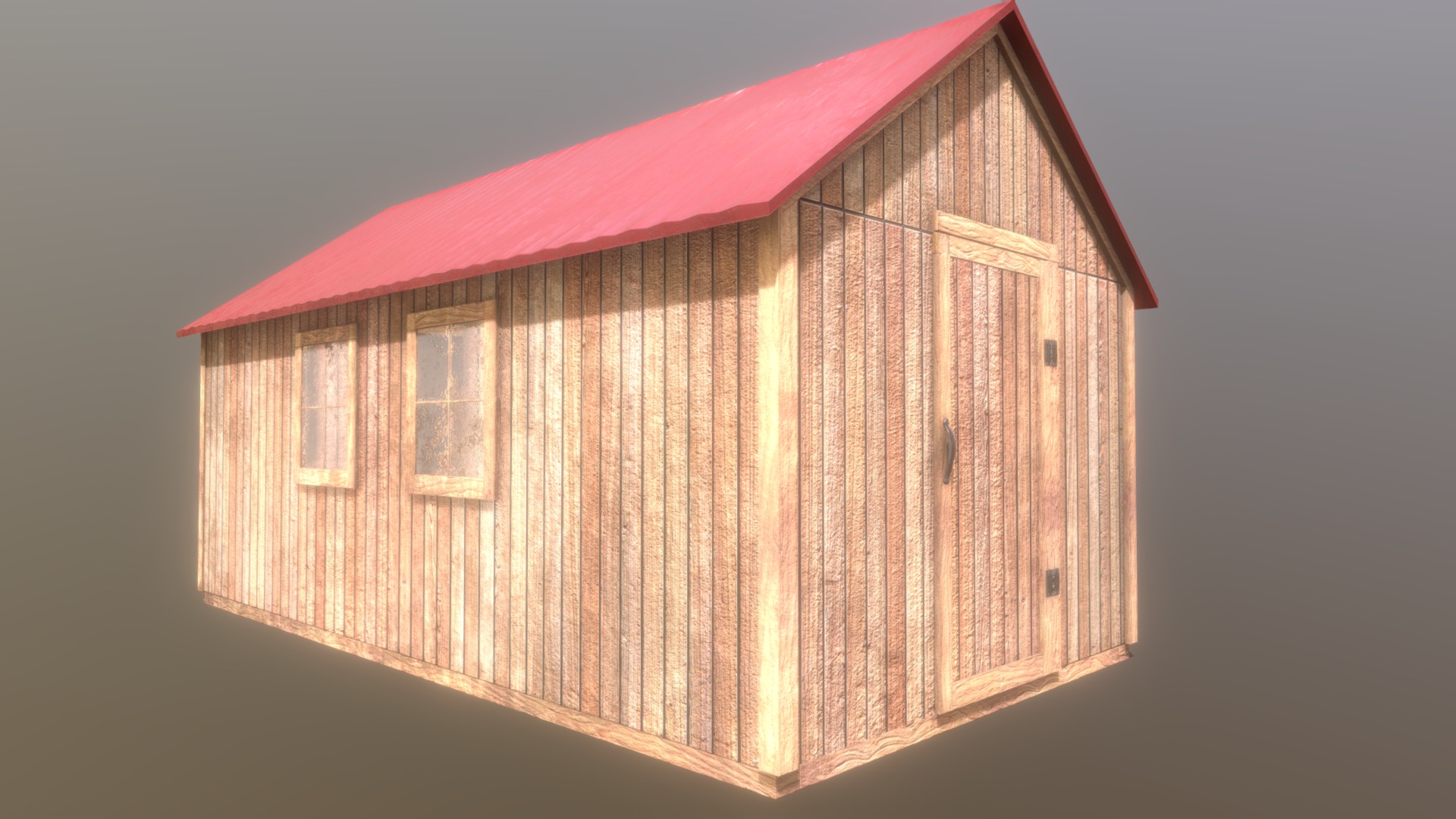 3D model Superfuntimes Semi-Modular Shed: Dirty Version! - This is a 3D model of the Superfuntimes Semi-Modular Shed: Dirty Version!. The 3D model is about a wooden house with a red roof.
