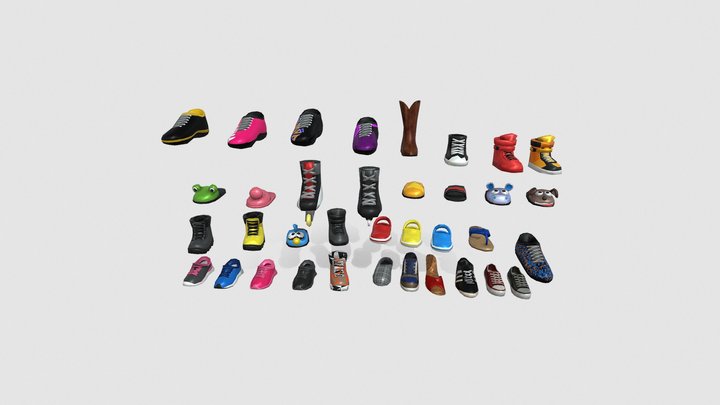 Low poly Shoes Pack 3D Model