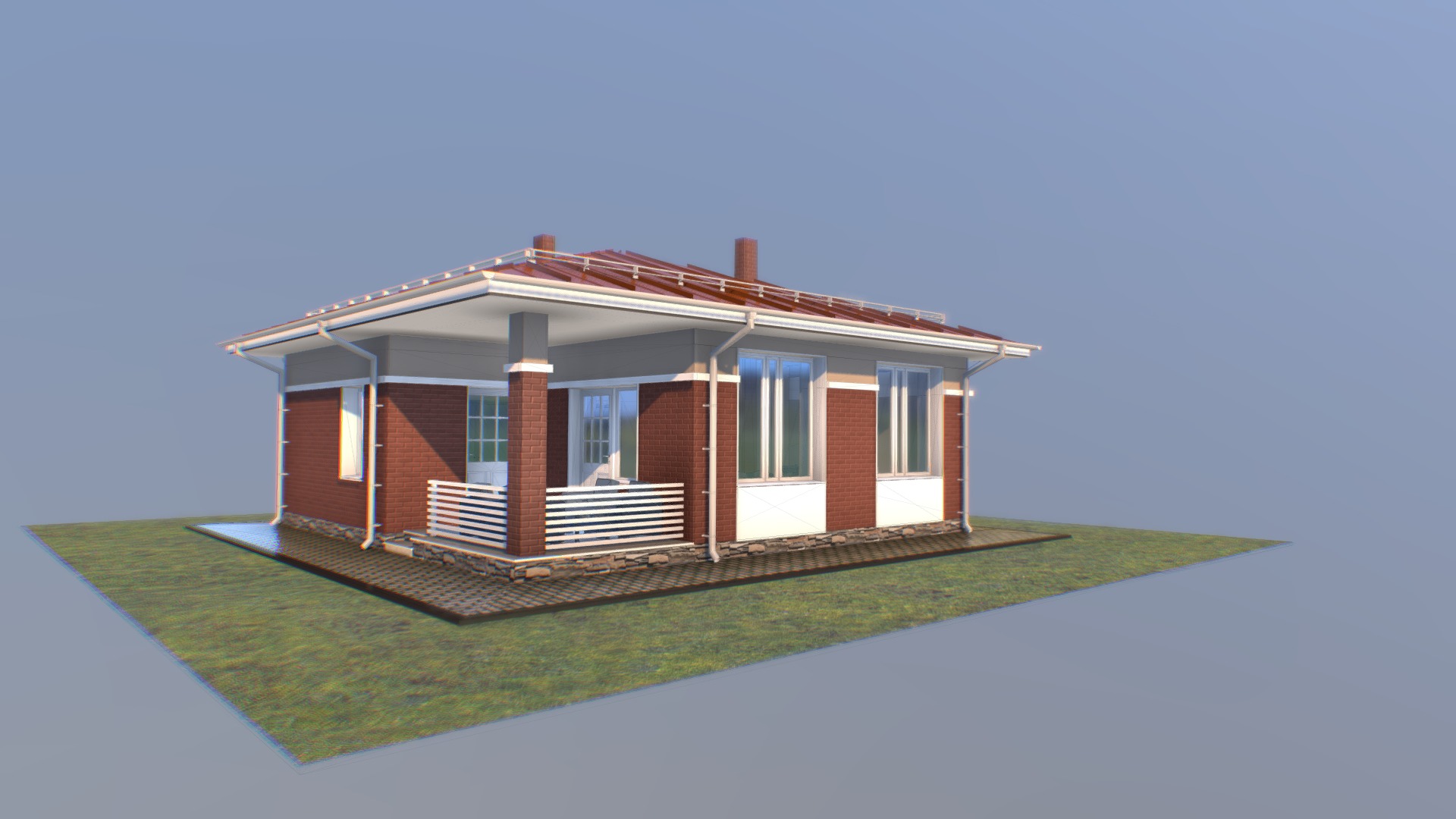 3D model Little house_Leskolovo - This is a 3D model of the Little house_Leskolovo. The 3D model is about a house with a lawn.