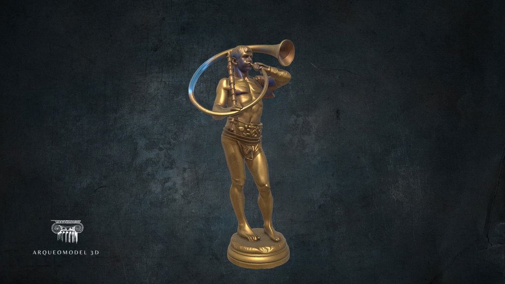 Gladiateur soufflant dans la trompeta | IADesign