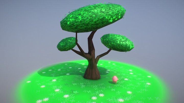 Little Guy Running Around a Tree 3D Model