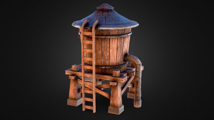 Old West Water Tower 3D Model