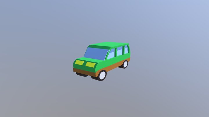 3d low poly mini bus 3D Model
