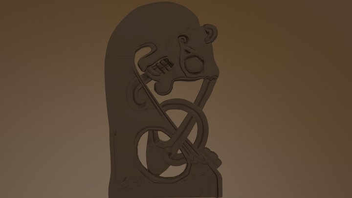 Top of the bedpost from the vikingship Oseberg 3D Model