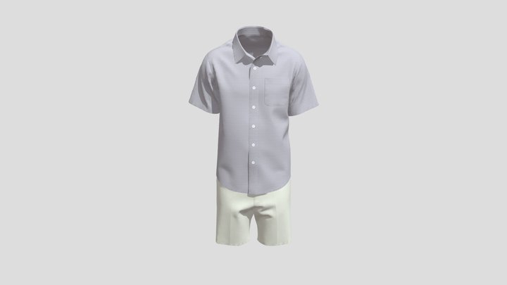Short Sleeve Shirt Outfit - Open Collar 3D Model