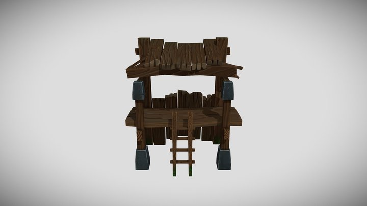 Stylized Watchtower handpainted 3D Model