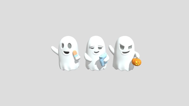 Summerween Ghost Mascot Trio STL | Kawaii…