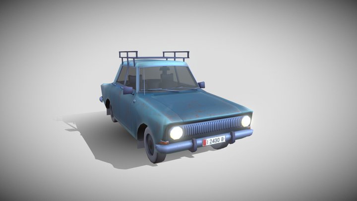 Blue Sedan | Stylized Low Poly 3D Model