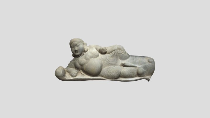 Reclining Stone Buddha Statue 3D Model