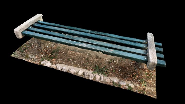 Timber & Concrete Public Bench 1 (Scaniverse) – Free 3D Model STL