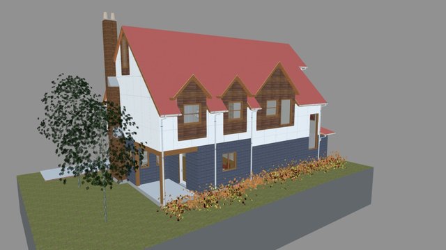 Modern Tudor Home 3D Model