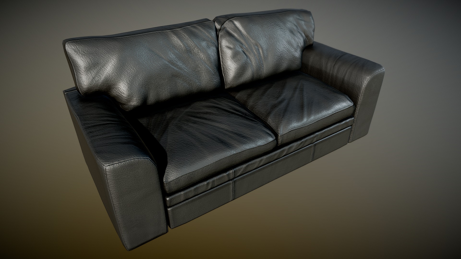 3D model Old Clean Leather Couch Black – PBR - This is a 3D model of the Old Clean Leather Couch Black - PBR. The 3D model is about a black leather couch.