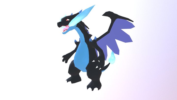 Mega Charizard X_LowPoly 3D Model
