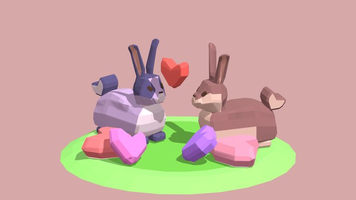 Low Poly Love Buns 3D Model